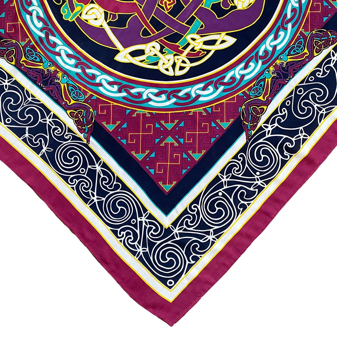 Celtic Elegance  Silk Scarf - Burgundy & Navy - Image 3
