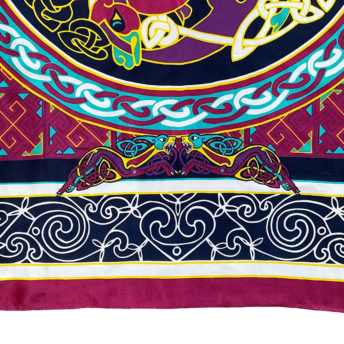 Celtic Elegance  Silk Scarf - Burgundy & Navy - Image 5