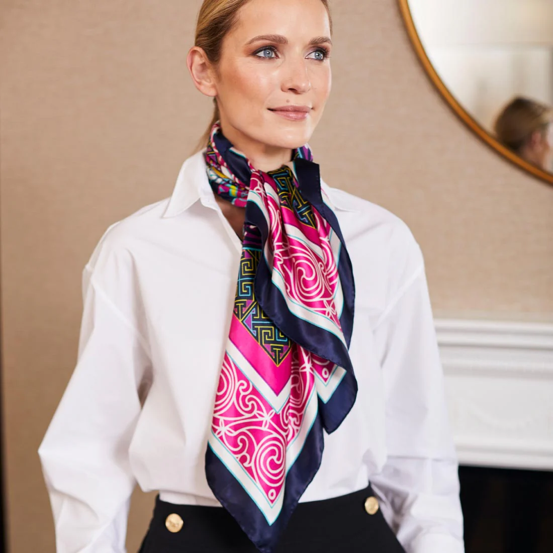 Celtic Elegance Silk Scarf - Cerise Pink & Lime - Image 11