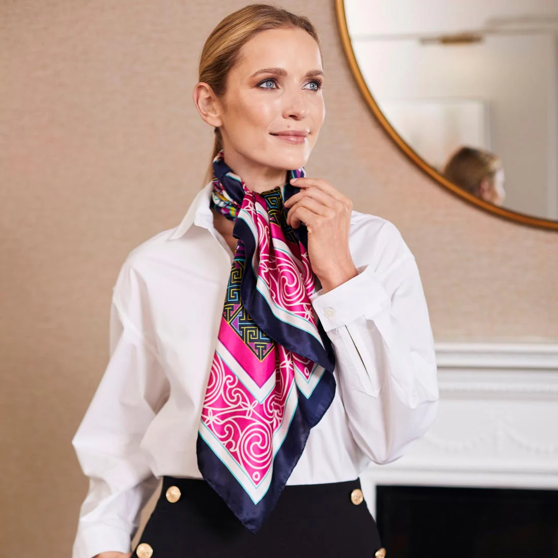 Celtic Elegance Silk Scarf - Cerise Pink & Lime - Image 12