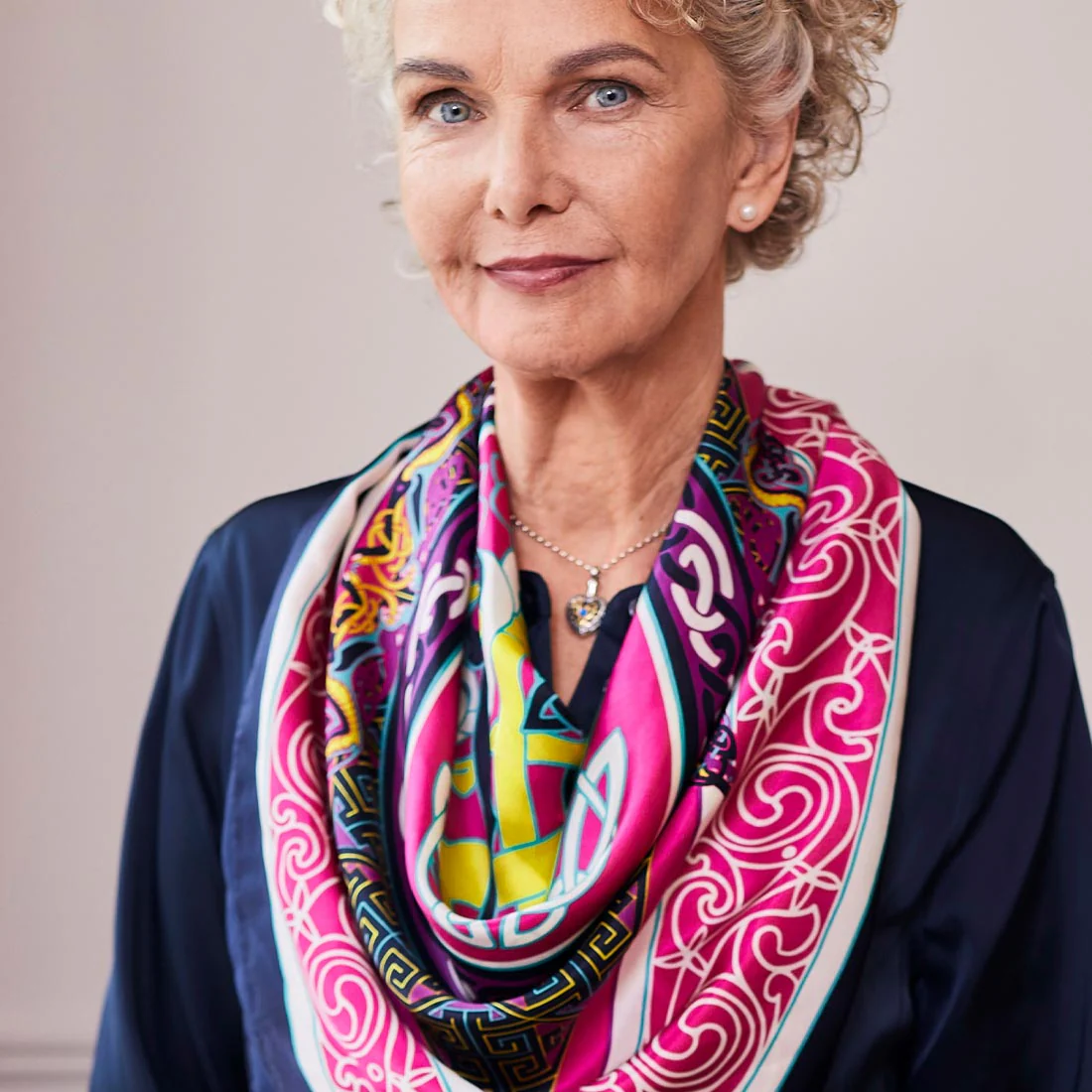 Celtic Elegance Silk Scarf - Cerise Pink & Lime - Image 8