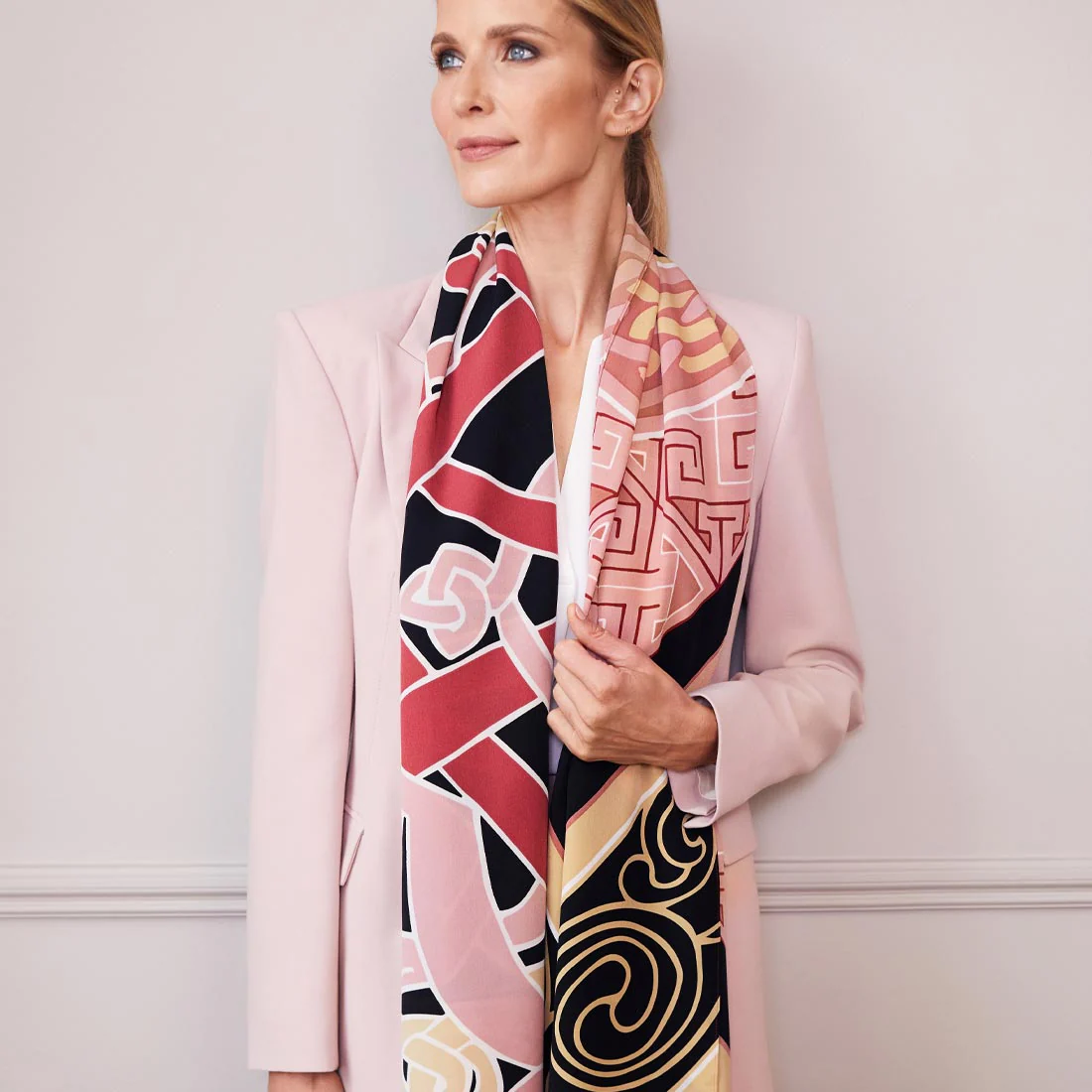 Celtic Elegance  Large Scarf - Baby Pink & Beige - Image 5