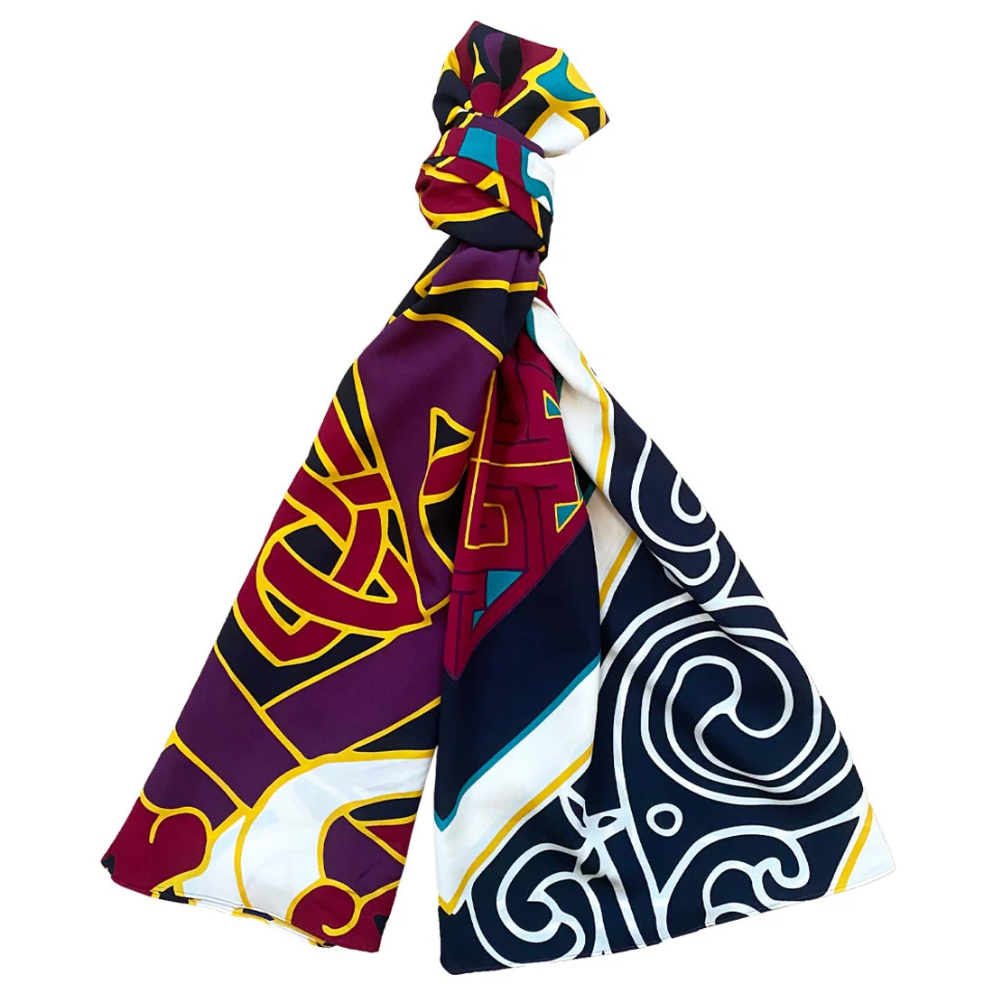Celtic Elegance Large Scarf - Burgundy & Navy - Image 4