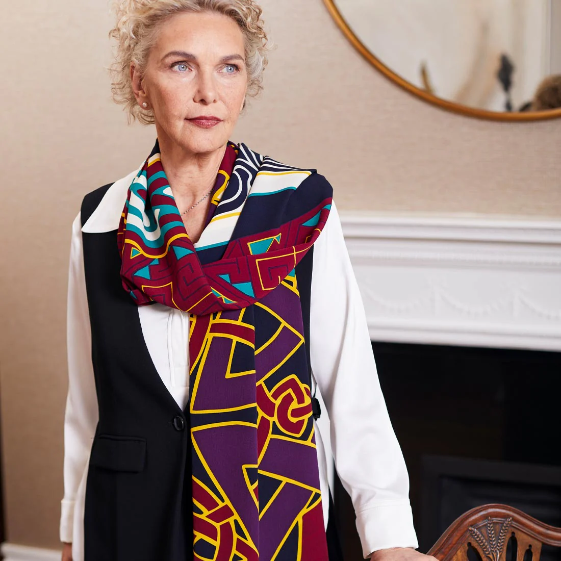 Celtic Elegance Large Scarf - Burgundy & Navy - Image 9
