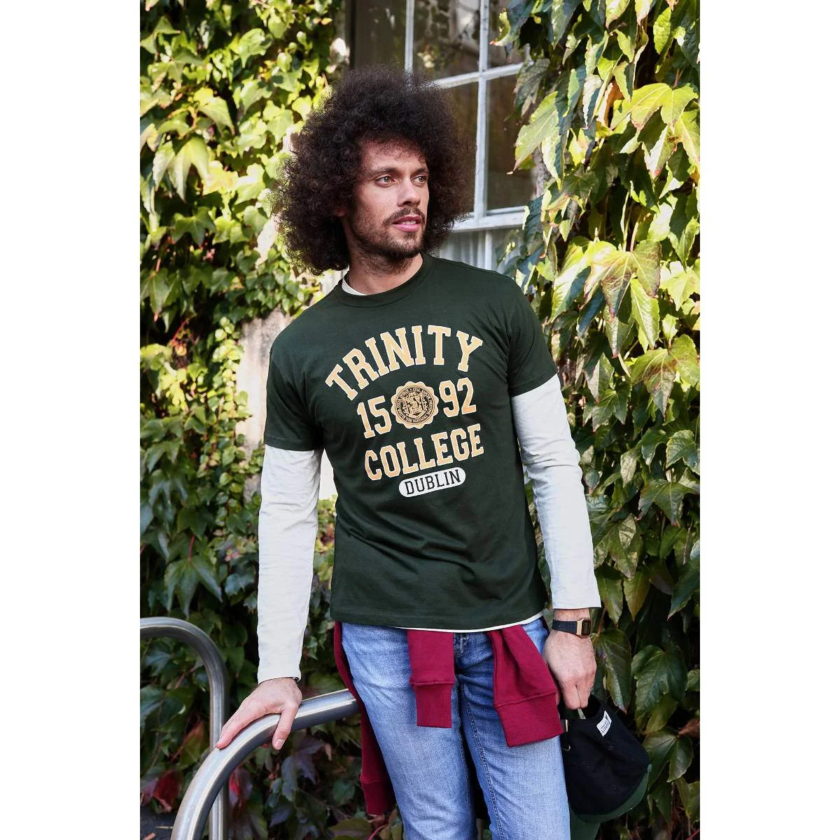 Trinity College Dublin 1592 T-Shirt Bottle Green & Mustard - Image 6