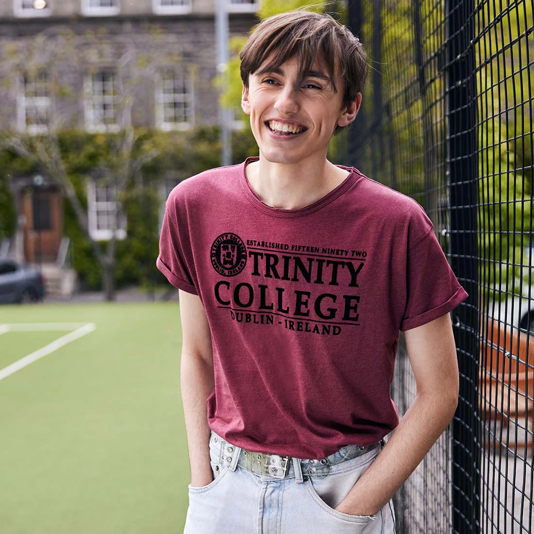 Trinity College Dublin Flock T-Shirt Burgundy Marl - Image 4