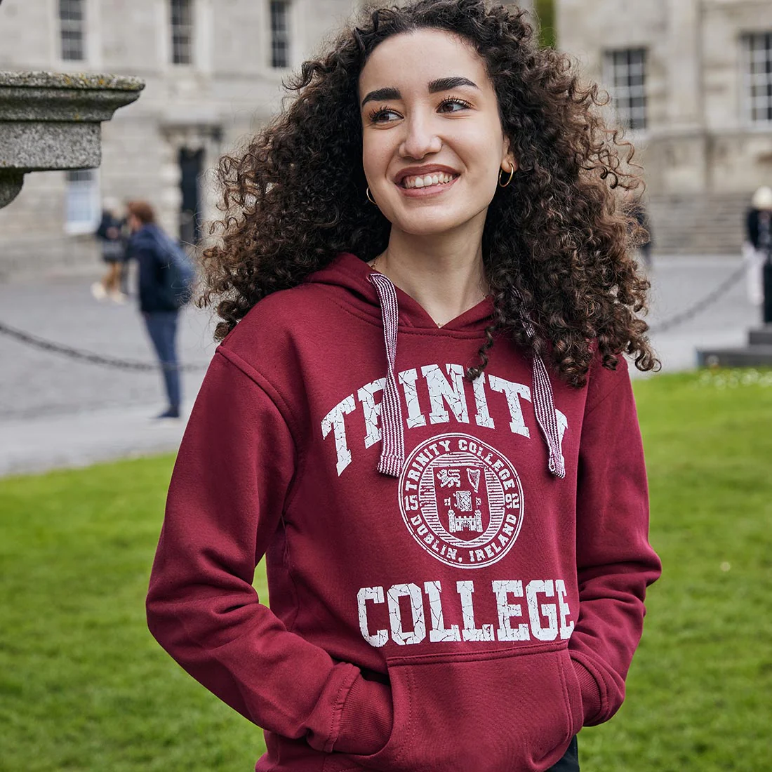 Trinity College Dublin Crest Hoody Burgundy & White - Image 3