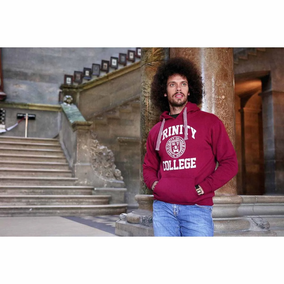 Trinity College Dublin Crest Hoody Burgundy & White - Image 6