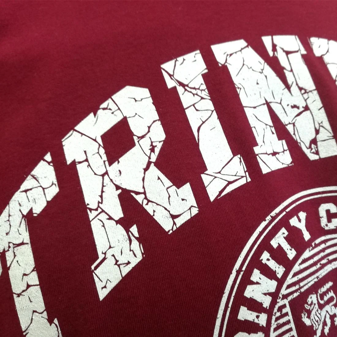 Trinity College Dublin Crest T-Shirt Burgundy & White - Image 6
