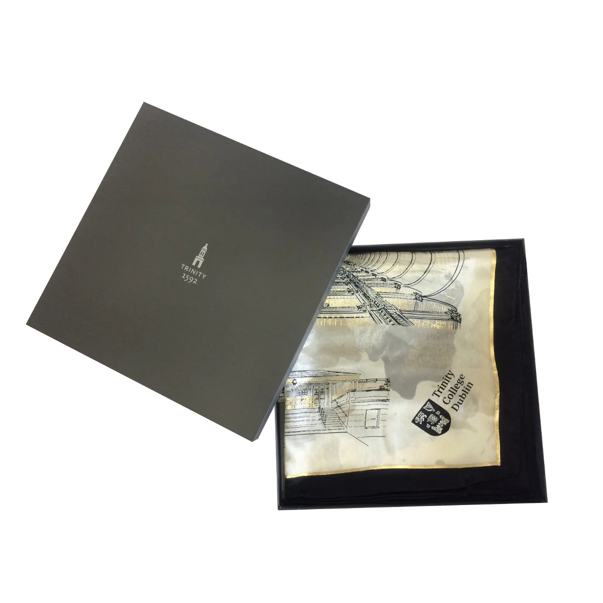 Trinity College Dublin Silk Scarf Cream & Black - Image 6