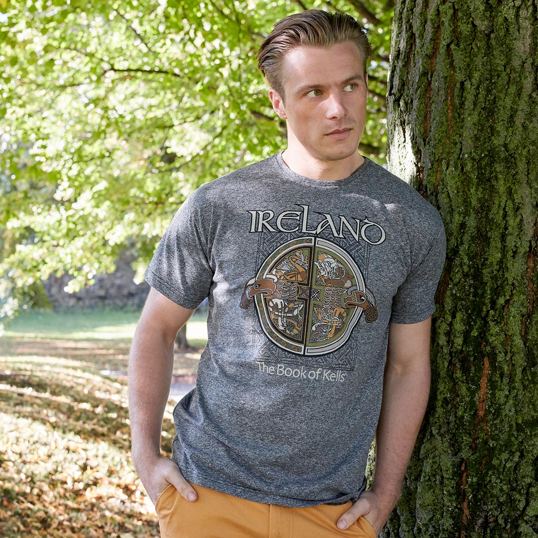 Book of Kells Celtic T-shirt Grey Grindle Ireland - Image 4