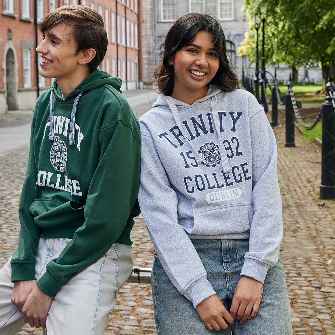 Trinity College Dublin 1592 Hoody Grey Marl And Navy - Image 5