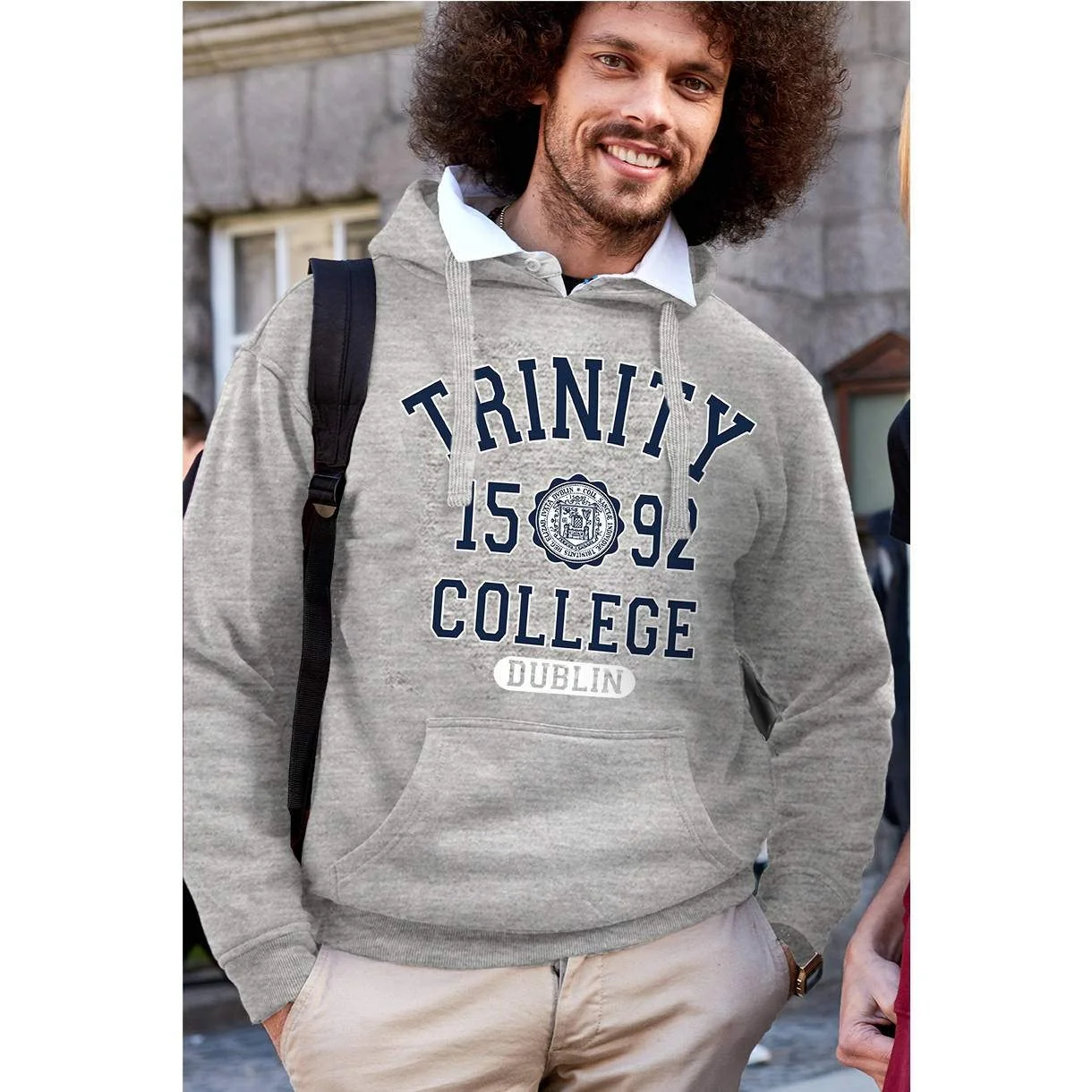 Trinity College Dublin 1592 Hoody Grey Marl And Navy - Image 7