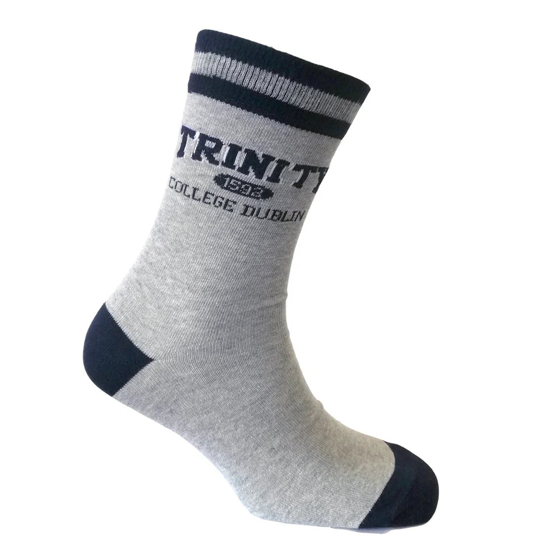 Trinity College Dublin Sock Grey Marl & Navy - Image 3
