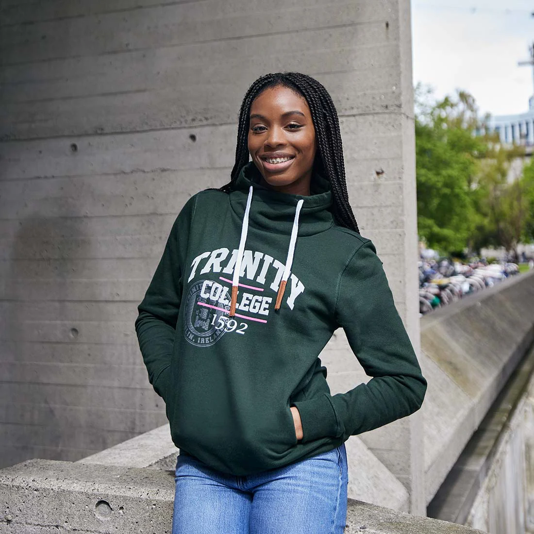 Trinity College Dublin 1592 Crossover Neck Midnight Green - Image 4