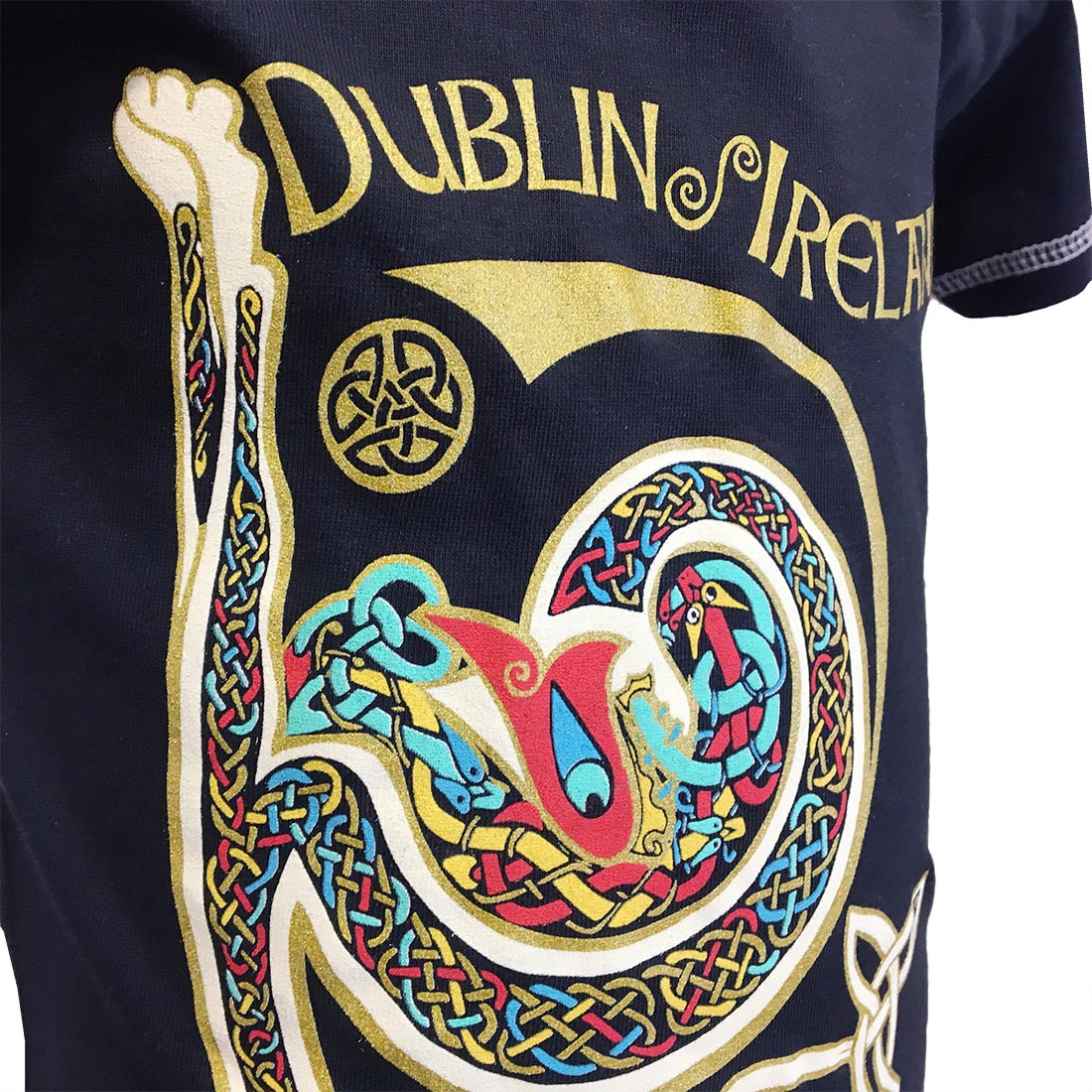 Book of Kells Celtic Swirl T-shirt Navy - Image 3