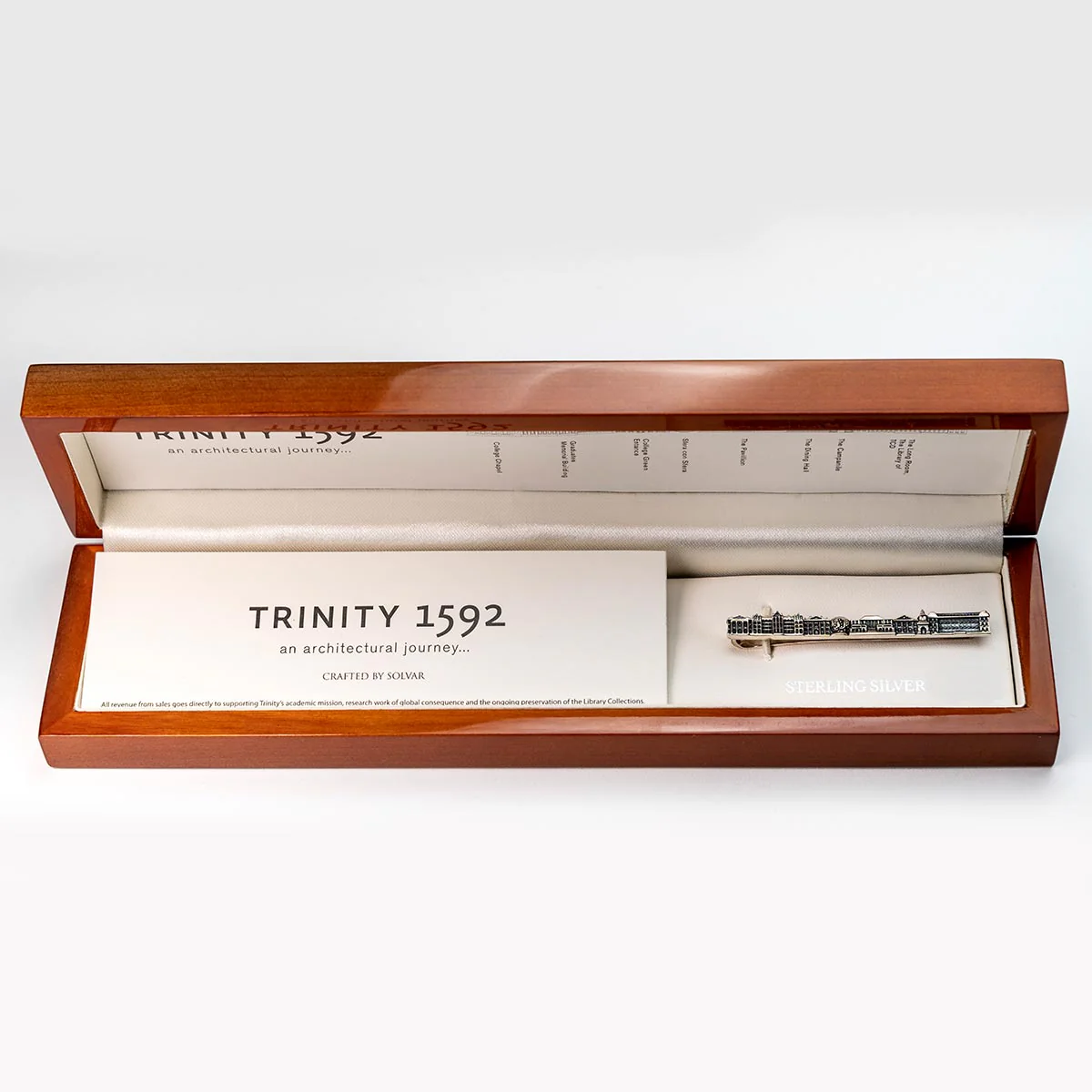 Sterling Silver Trinity College Dublin 1592 Collection Tie Bar - Image 3