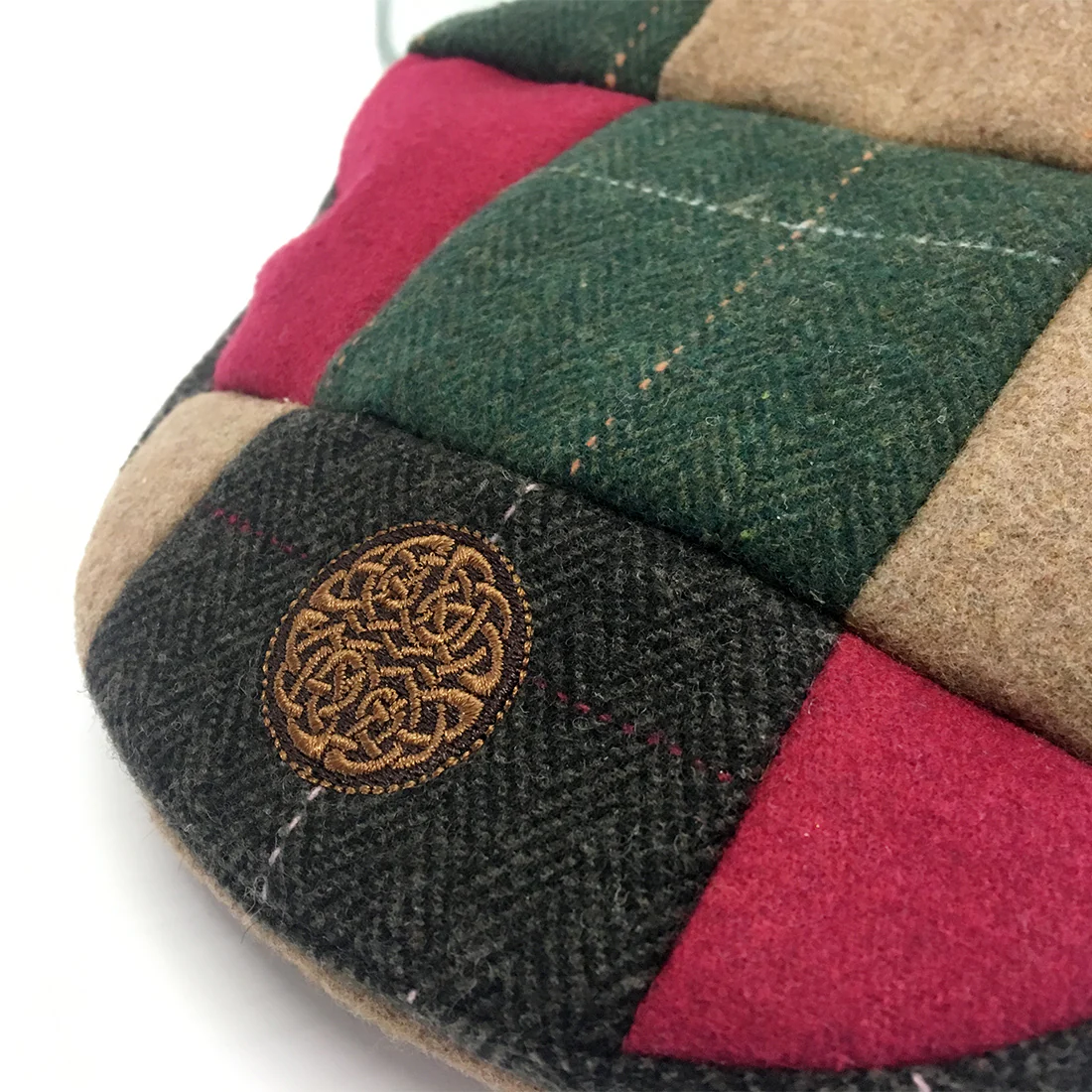 Book of Kells Camel Multi Patch Kids Flat Cap Brown, Red and Green - Image 3