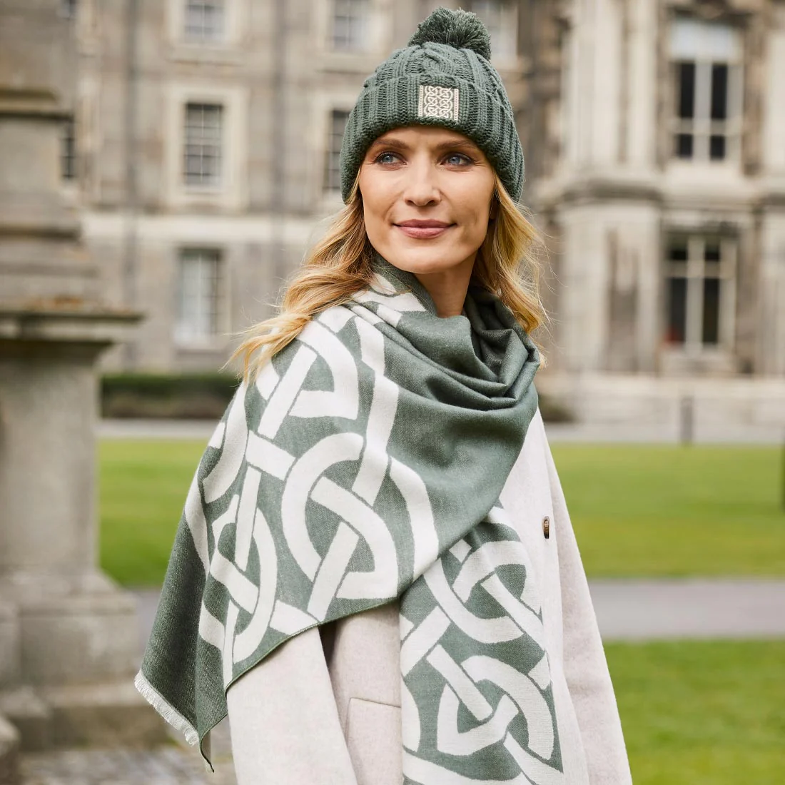 Celtic Knot Thyme Green Bobble Hat - Image 3