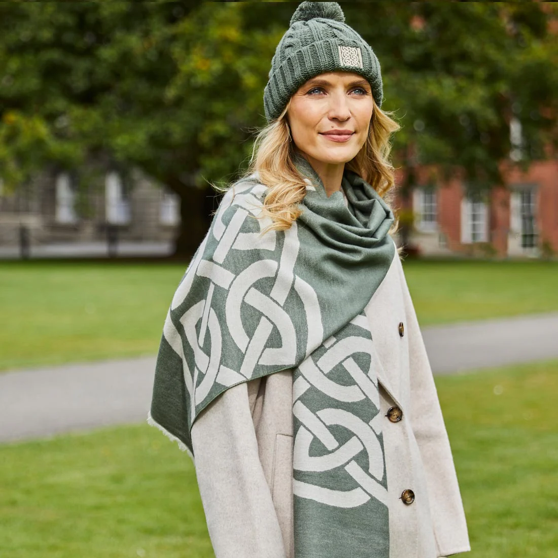 Celtic Knot Thyme Green Bobble Hat - Image 5