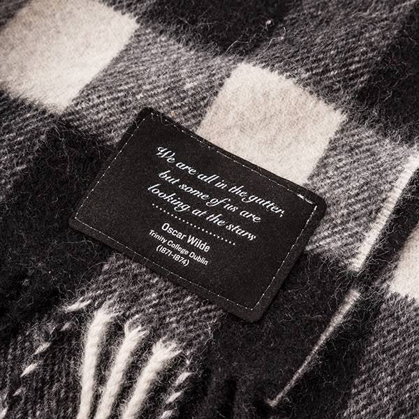 Trinity College Dublin Oscar Wilde Avoca Scarf Black Grey & White - Image 3