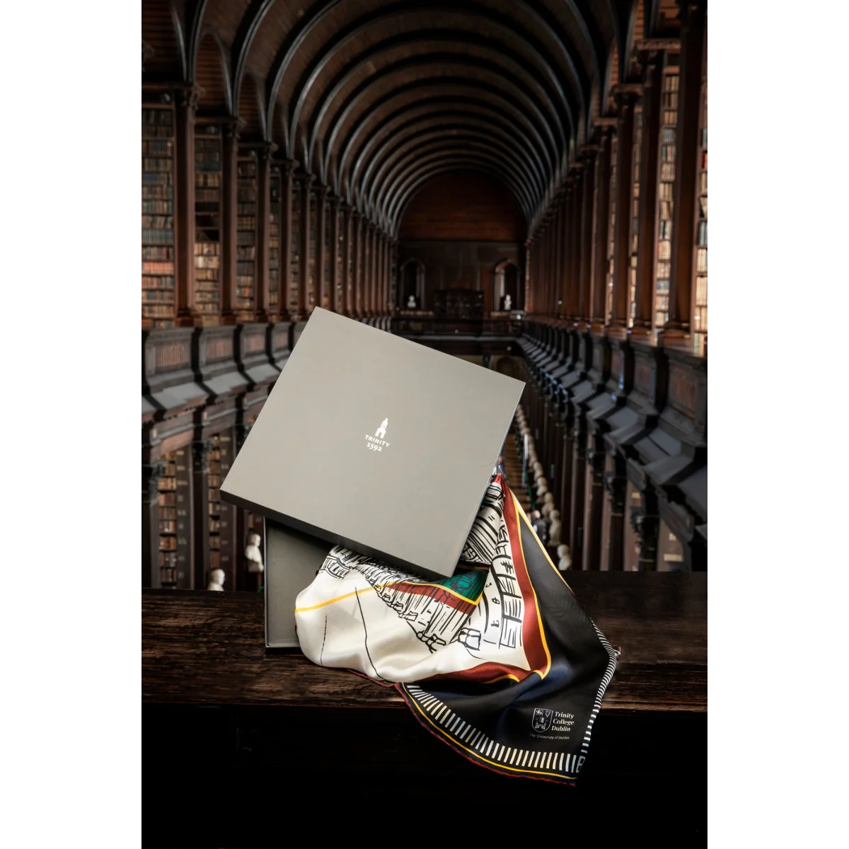 Trinity College Dublin Long Room Architecture Silk Scarf - Image 4